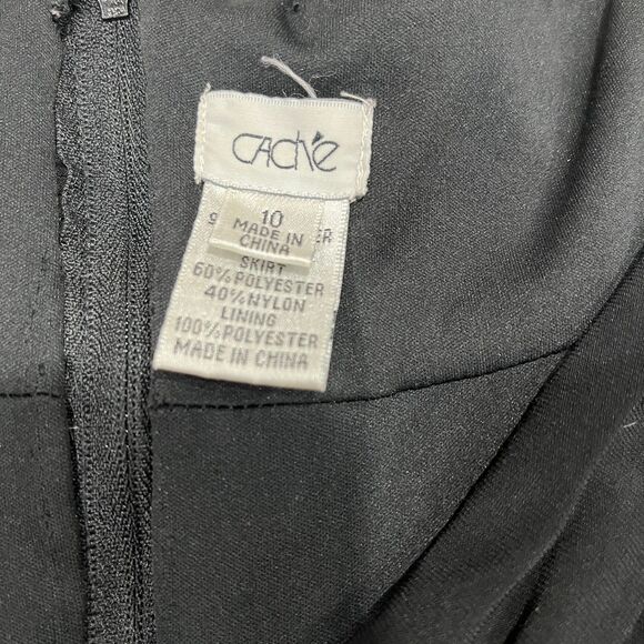 Cache Black V Neck A-Line Midi Dress Size 10 - Picture 8 of 9